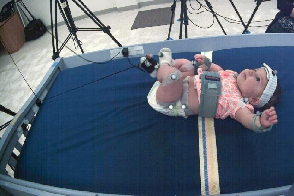 当婴儿的脚被拴在移动设备上时，每一个脚的移动都会引起移动设备的移动. 正反馈放大和突出了婴儿和移动运动之间的因果关系.